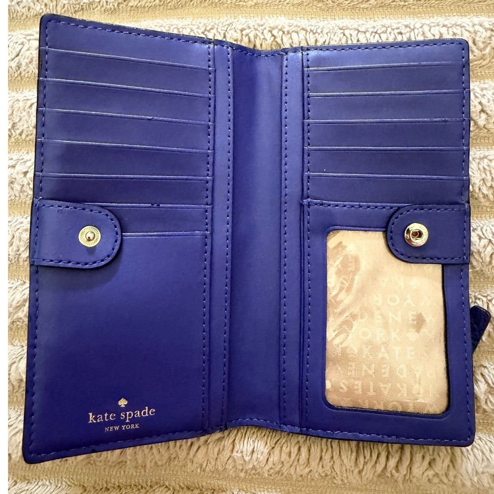 kate spade purple pebbled leather continental wallet with gold hardware - Picture 4 of 13